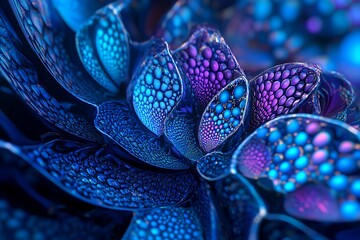 Obraz premium Abstract fractal art with blue, purple, and teal patterns.