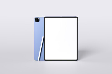 Tablet blank screen with grey background color for mockup template