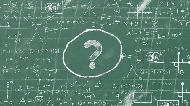 Hand Drawn learning math formula symbol chalk texture on school Chalkboard, Chalk style loop seamless animation 