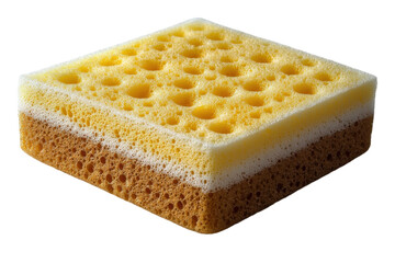 Detailed Dish Sponge with Soft, Abrasive Texture and Bright Color: Isolated on Transparent Background