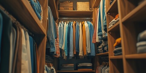Walk-in Closet Filled with Clothes