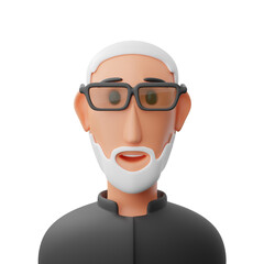 Old man avatar 3d illustration