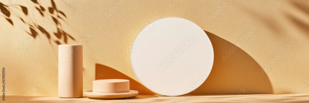 Poster minimalist product display geometric shapes and textured surfaces for modern branding - stylish visu