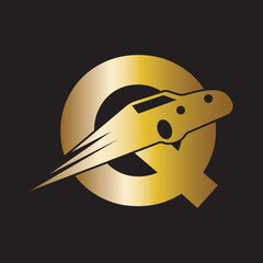 Speed Car Logo combine with letter Q vector template