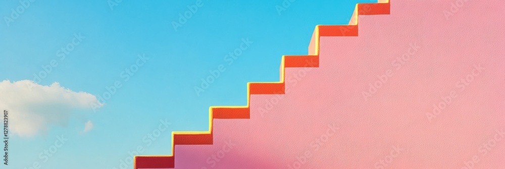Poster vibrant step innovation colorful geometric staircase in open concept minimal space - architectural m