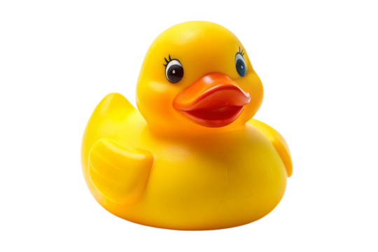 yellow duck toy isolated on transparent background