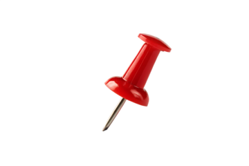 
Close-Up of a Single Red Push Pin Isolated on White Background or Transparent Background, Png
