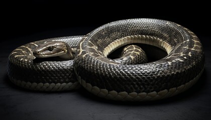 Close-up of a coiled snake with intricate scales.