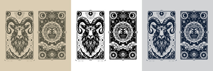 fairy goat vector playing card tattoo design