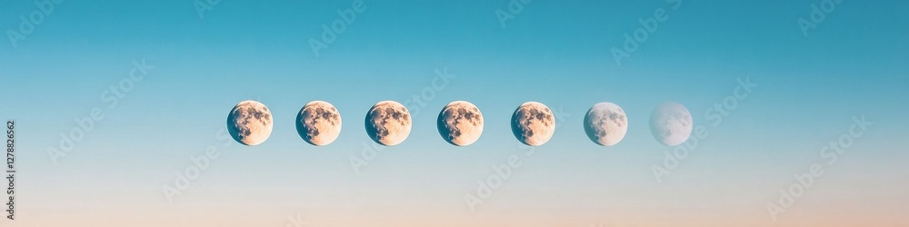Poster lunar eclipse sequence art celestial graph with stellar sky - educational decor and scientific visua