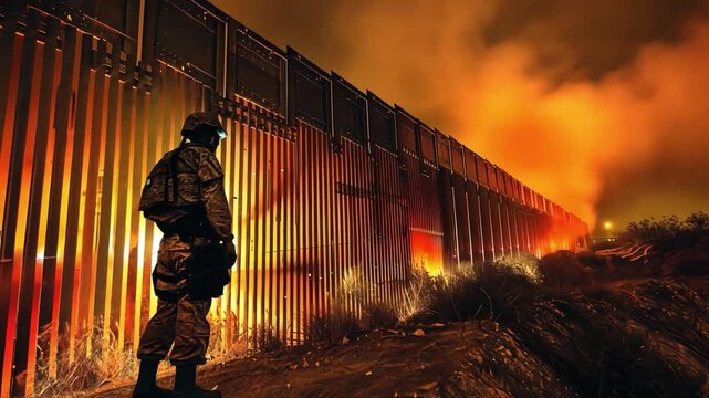 Border crisis captured in 4k highlighting migrants' struggles and security challenges at night