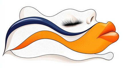 Abstract Art of Stylish Lips and Eye with Elegant Waves and Modern Colors for Creative Use