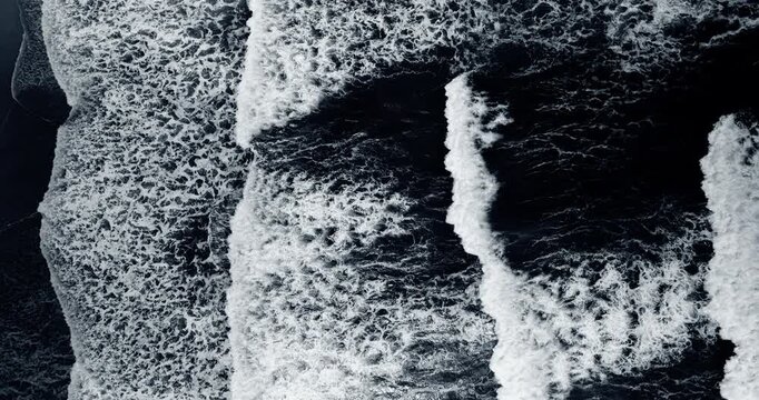 Top angle view dark sea water wave 