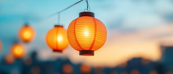 Obraz premium Cultural Festival Glow Traditional Lanterns in Ambient Lighting for Social and Cultural Commerce - Visual Storytelling and Event Marketing Inspiration