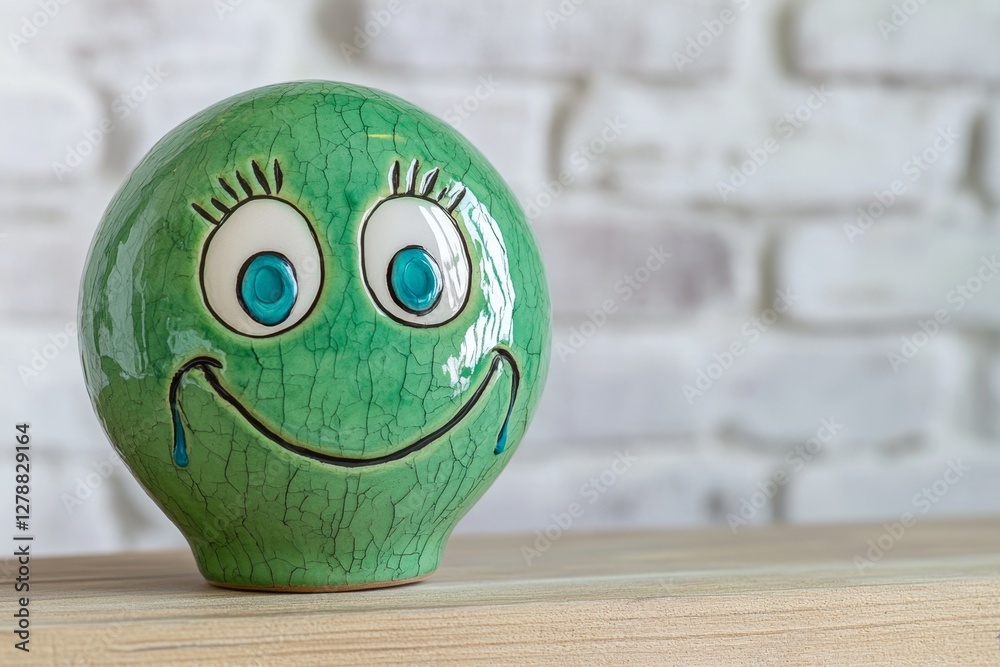 Poster a sorrowful smiley face adorned with big expressive eyes and a single tear captures the essence of s
