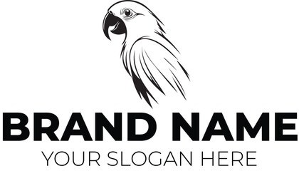 Minimalist black and white parrot logo
A clean and modern parrot logo design in black and white, perfect for branding, business logos, and corporate identity.