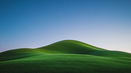 Cosmic Serenity Landscape Rolling Green Hills Under Starry Sky for Mindful Escapes and Eco-Friendly Lifestyle Content in Travel and Nature Industries