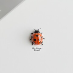 Fototapeta premium Minimalist Diversity Symbolism Ladybug Badge for Heritage Month on Sleek Office Desk - Enhancing Corporate Culture and Employee Engagement in Professional Environments