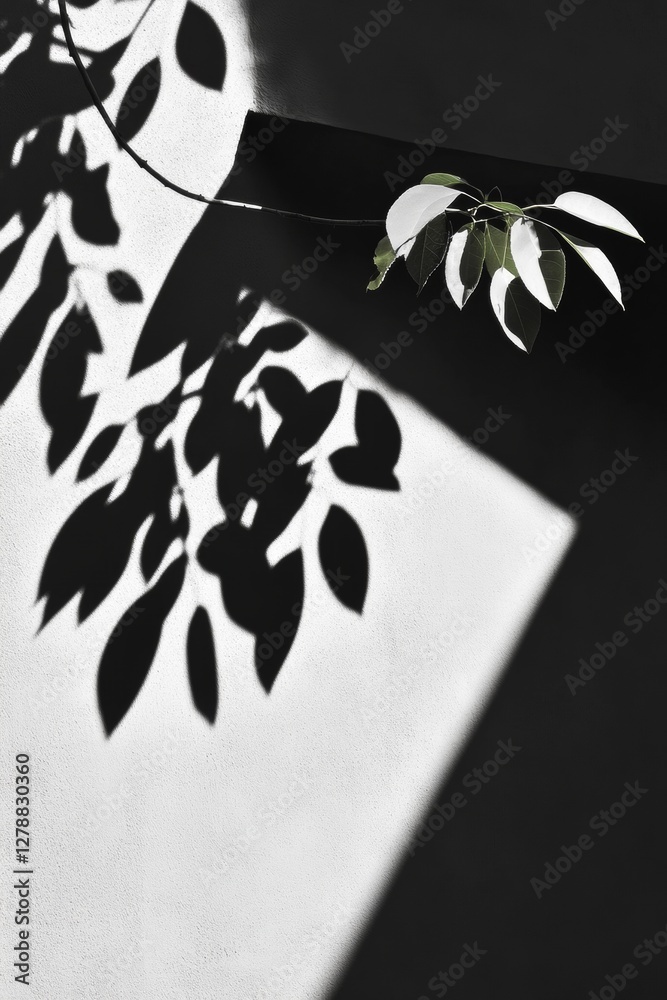 Poster modern monochrome aesthetic light and shadow play on minimalist textured surface - artistic content 