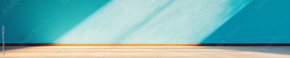 Poster minimalist spotlight performance setup on teal backdrop dramatic lighting dynamics in modern theatri