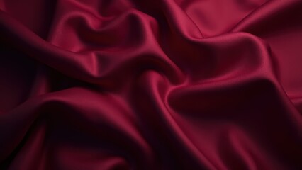 Obraz premium Dark burgundy fabric with smooth, flowing folds and a soft, luxurious texture.