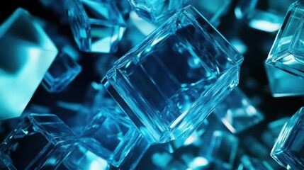 Abstract animation featuring a 3D render of rotating glass cubes in a 4K seamless looped video.