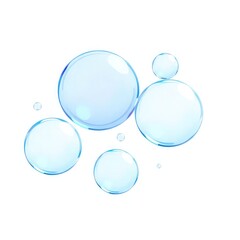 bubbles transparent  background, water drops on blue, blue water drops, bubbles in water