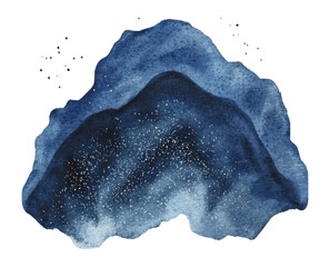 PNG Watercolor abstract shape illustration blue dark.