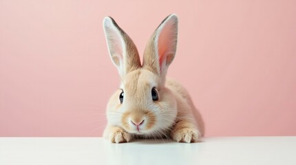 Obraz premium Adorable Rabbit in Pastel Background.
