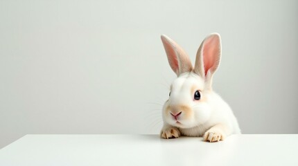 Obraz premium Adorable Rabbit in Pastel Background.