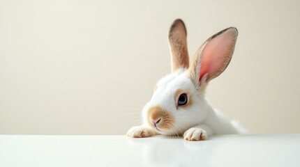 Obraz premium Adorable Rabbit in Pastel Background.