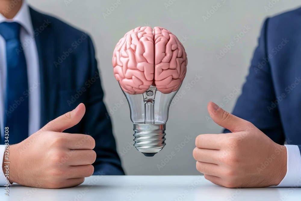 Poster ai, machine learning, hands of robot and human touch on big data network, brain data creative in lig