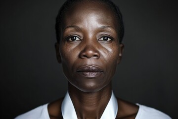 Fototapeta premium Contemporary Empowerment Portrait Black Woman with Support Ribbon - Resilience and Awareness for Human Rights in Modern Campaigns, Victims of Violence Wholly Day and Spring Reflection