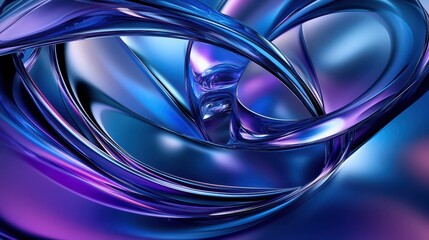 Fototapeta premium Abstract rings in blue and purple hues are rendered in three dimensions, showcasing a striking interplay of colors.
