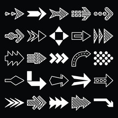 Set of arrow vector on dark background