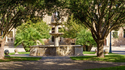 Fountain in the garden of Lluc sanctuary in Mallorca