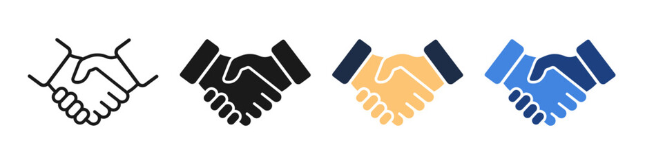 Handshake simple icon set. Business agreement handshake line and flat icon. Vector