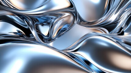 An abstract 3D design featuring a reflective metal background, captured in a 4K seamless looped video.
