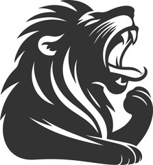 A lion yawning with a sleepy expression vector silhouette