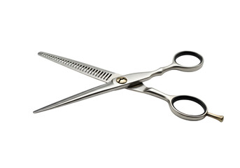 Professional Hair Thinning Scissors on Black Background with Silver Finish