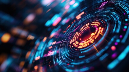 Dynamic digital interface design virtual space graphic visualization high-tech environment abstract viewpoint futuristic concept