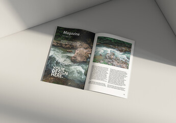 Open A4 Magazine Mockup on the floor or table
