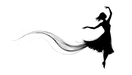 lady dance on waves black and white 