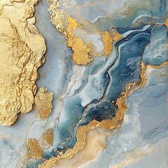 Naklejka premium Blue gold marble texture art