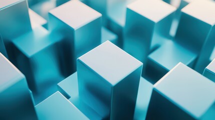 Obraz premium An abstract 3D render featuring geometric blocks on a dark background.