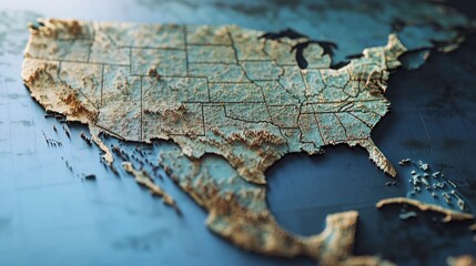 Create a highly detailed political map of the United States, showing all 50 states with their capitals, major cities, and borders in a modern, minimalist design."