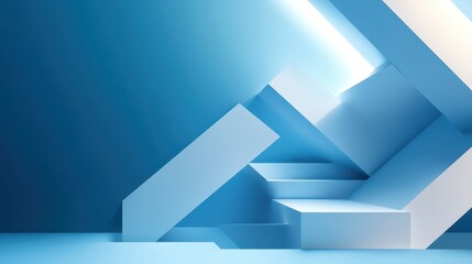 Fototapeta premium An abstract 3D render featuring geometric blocks on a dark background.