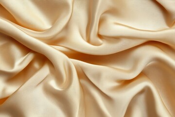 Fototapeta premium Luxurious cream satin fabric texture with elegant folds. Neural network AI generated