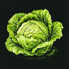 Fototapeta premium an AI Image Generator, Fresh Green Cabbage Illustration With Detailed