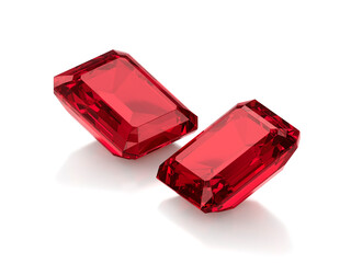 Red dazzling diamond with high quality on a white background